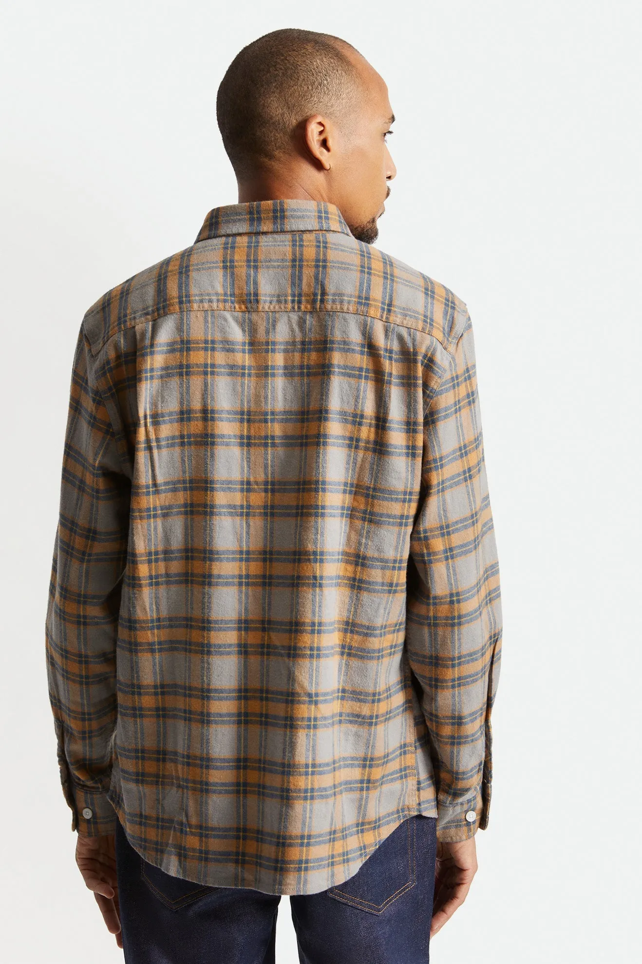 Brixton Bowery Stretch Long Sleeve Crossover Flannel - Heather Grey