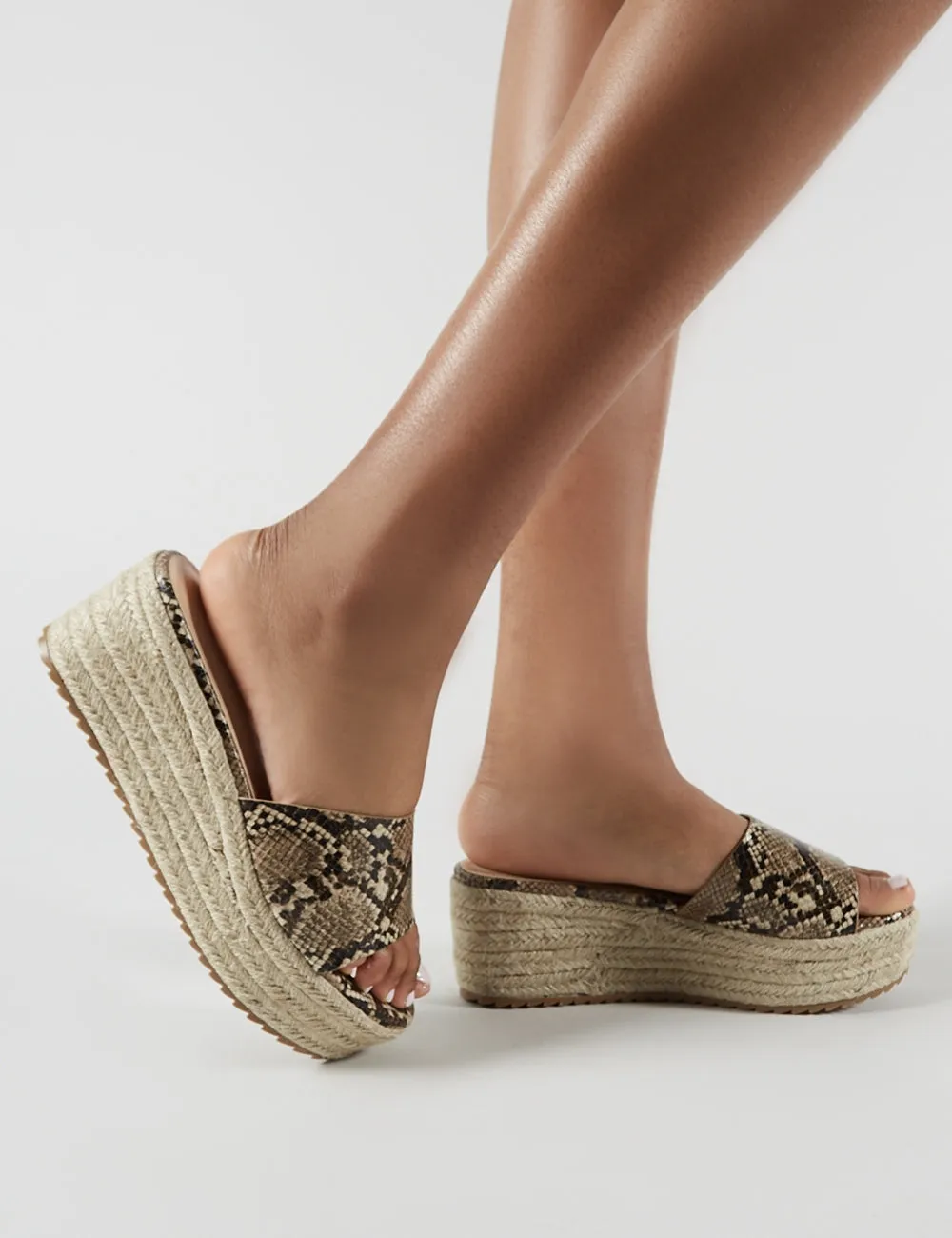 Cami Flatform Espadrille Sliders in Snakeskin