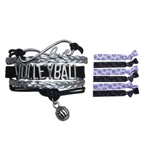 Girls Infinity Volleyball Gift Set (Bracelet & Hair Ties)