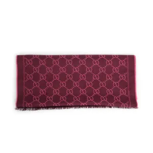 Gucci Pink Wool Double Jacquard GG Scarf