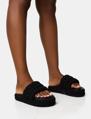 Hattie Black Woven Platform Sandals