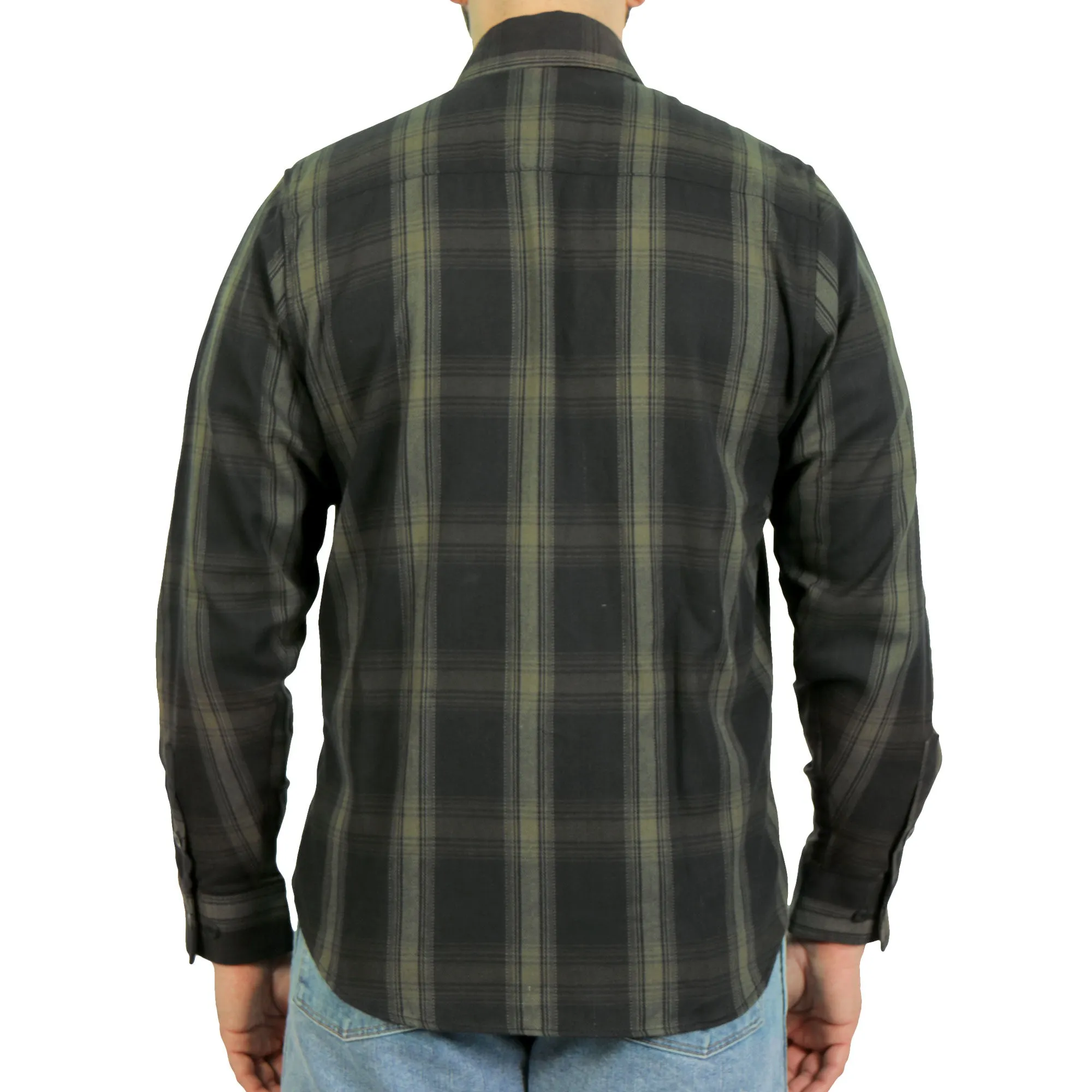 Hot Leathers FLM2018 Men's Black and Green Long Sleeve Flannel