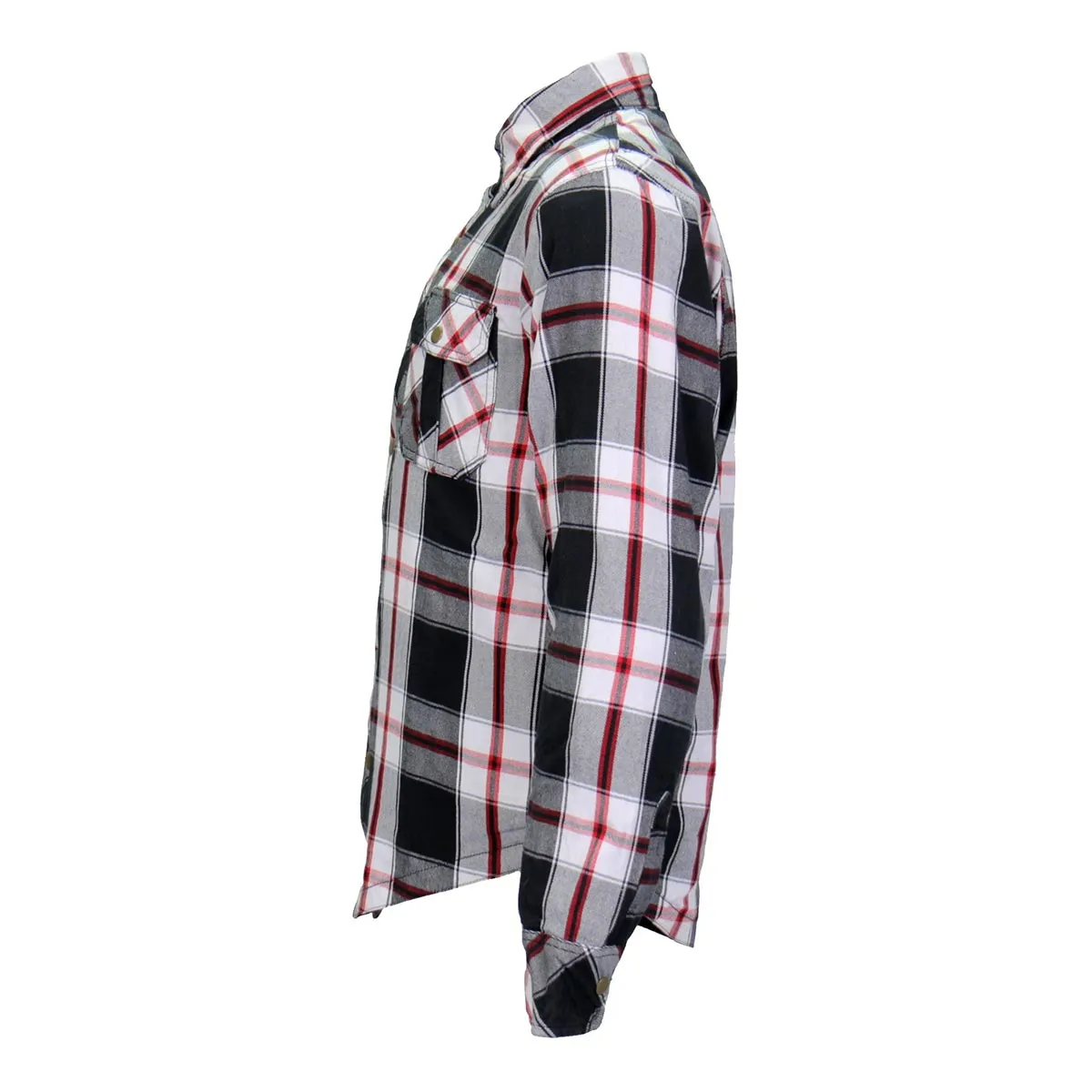 Hot Leathers JKM3001 Men's Red and White Flannel Motorcycle Shirt-Jacket w/ CE Armor Protection