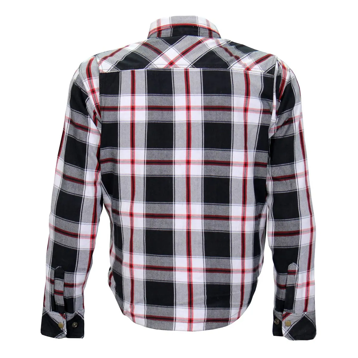 Hot Leathers JKM3001 Men's Red and White Flannel Motorcycle Shirt-Jacket w/ CE Armor Protection