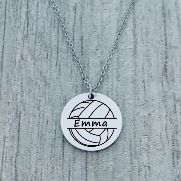 Personalized Engraved Volleyball Necklace