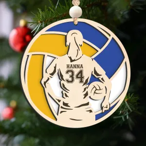 Personalized Volleyball 2 Layered Wooden Ornament, Custom Name Number Volleyball Player Christmas Ornament, CF930