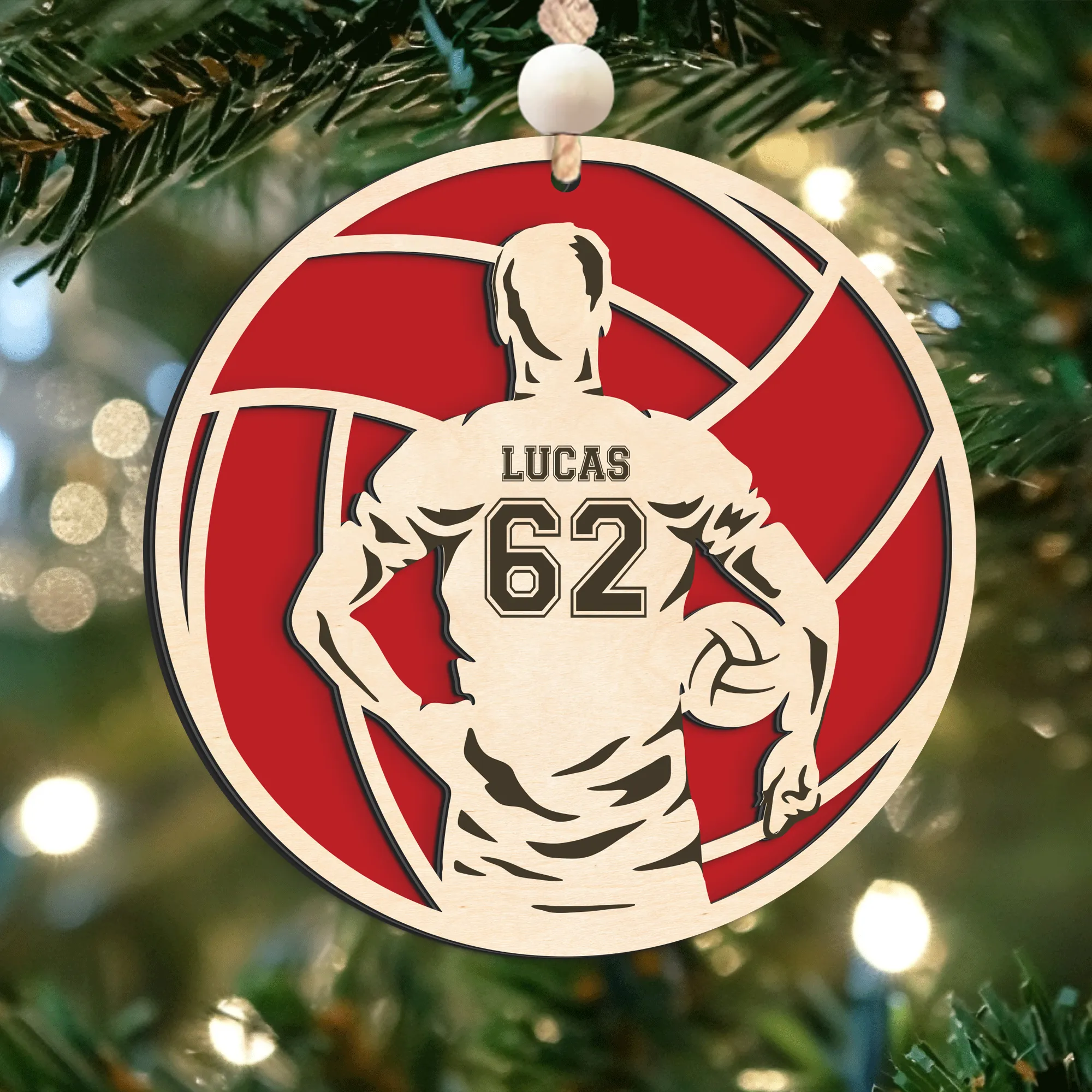 Personalized Volleyball 2 Layered Wooden Ornament, Custom Name Number Volleyball Player Christmas Ornament, CF930