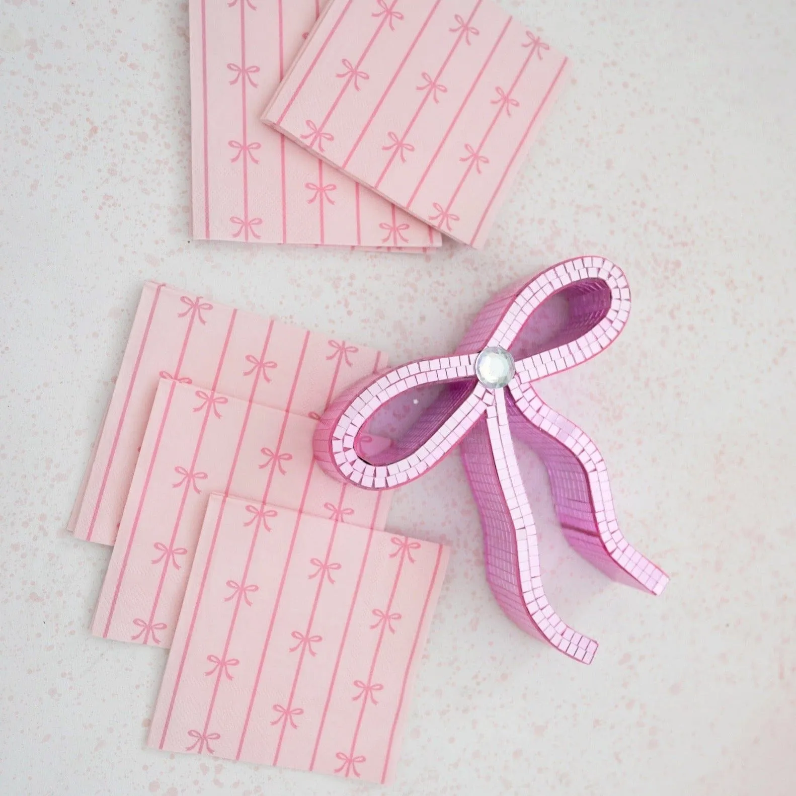 Petal Pink Signature Bow Small Party Napkins x 20