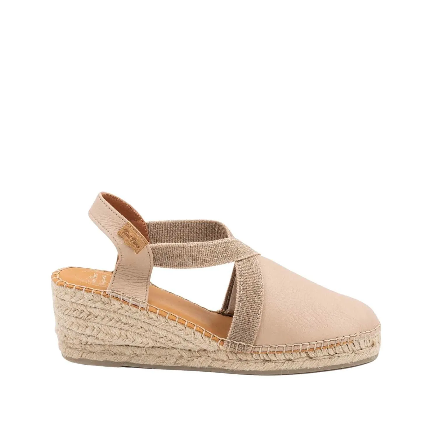 Plain Leather Wedge Espadrille for Women - Tossa