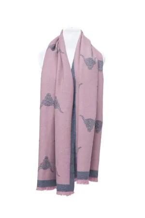 Supersoft Cow Scarf (Dusky Pink/Grey)