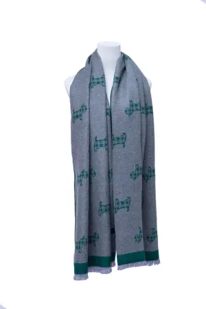 Supersoft Tartan Scotty Dog Scarf (Green/Grey)