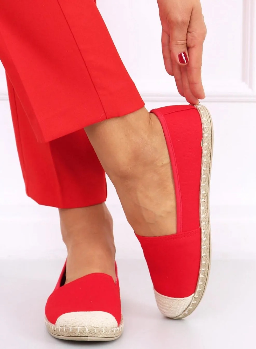 TEEK - Red Flat Espadrille Loafer Shoes