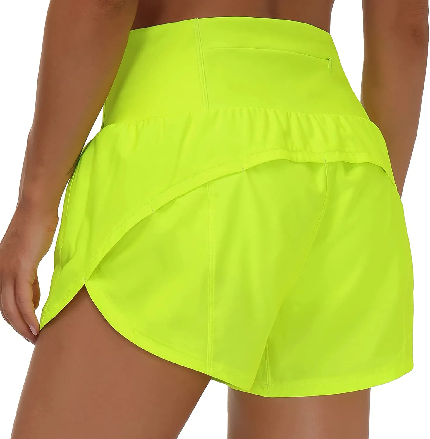 THE GYM PEOPLE Womens High Waisted Running Shorts Quick Dry Athletic Workout Shorts with Mesh Liner Zipper Pockets