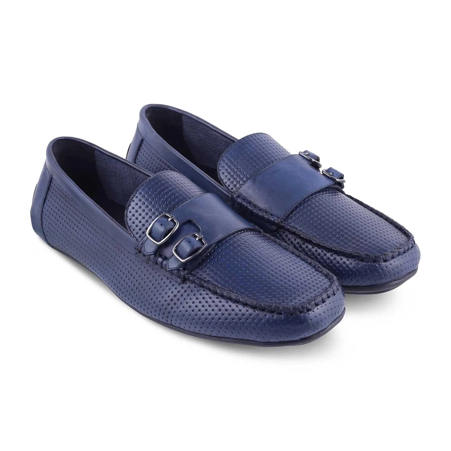 The Yosa Blue Men's Double Monk Shoes Tresmode