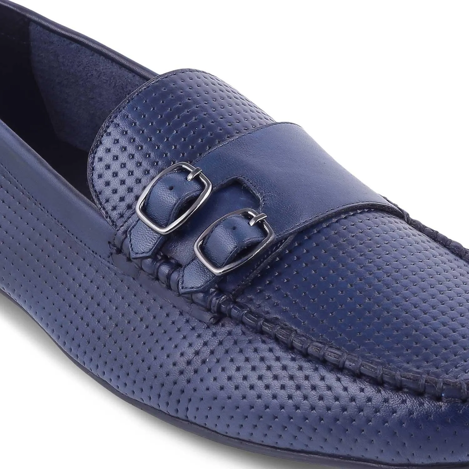 The Yosa Blue Men's Double Monk Shoes Tresmode