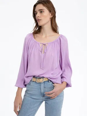 Tie Ballet Neck Blouse