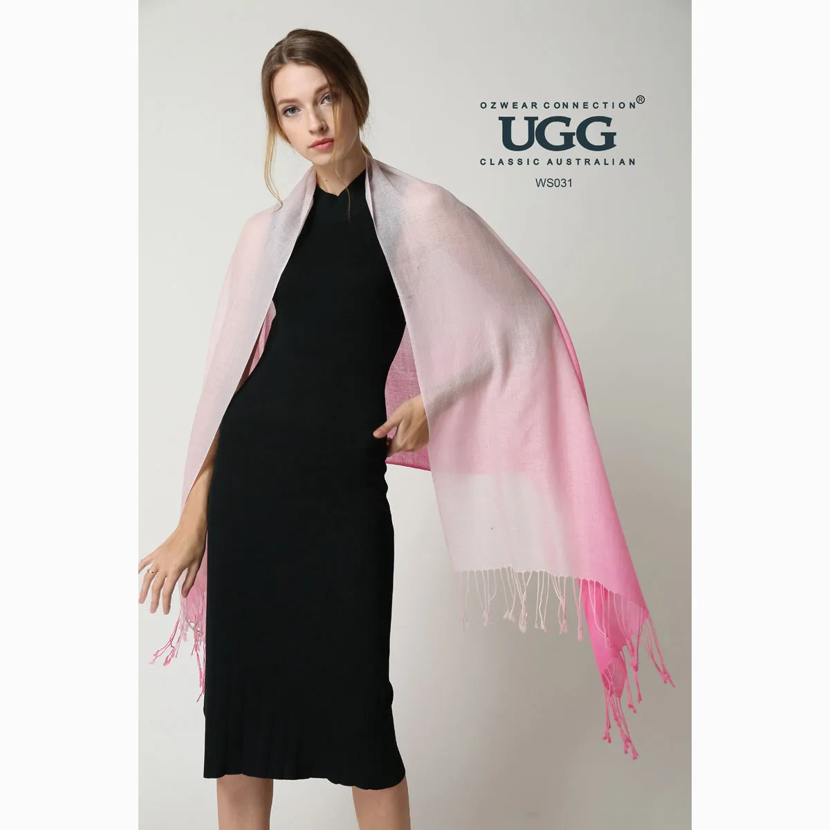 Ugg 100% Merino Wool Tie Dye Scarf Pink and Rose