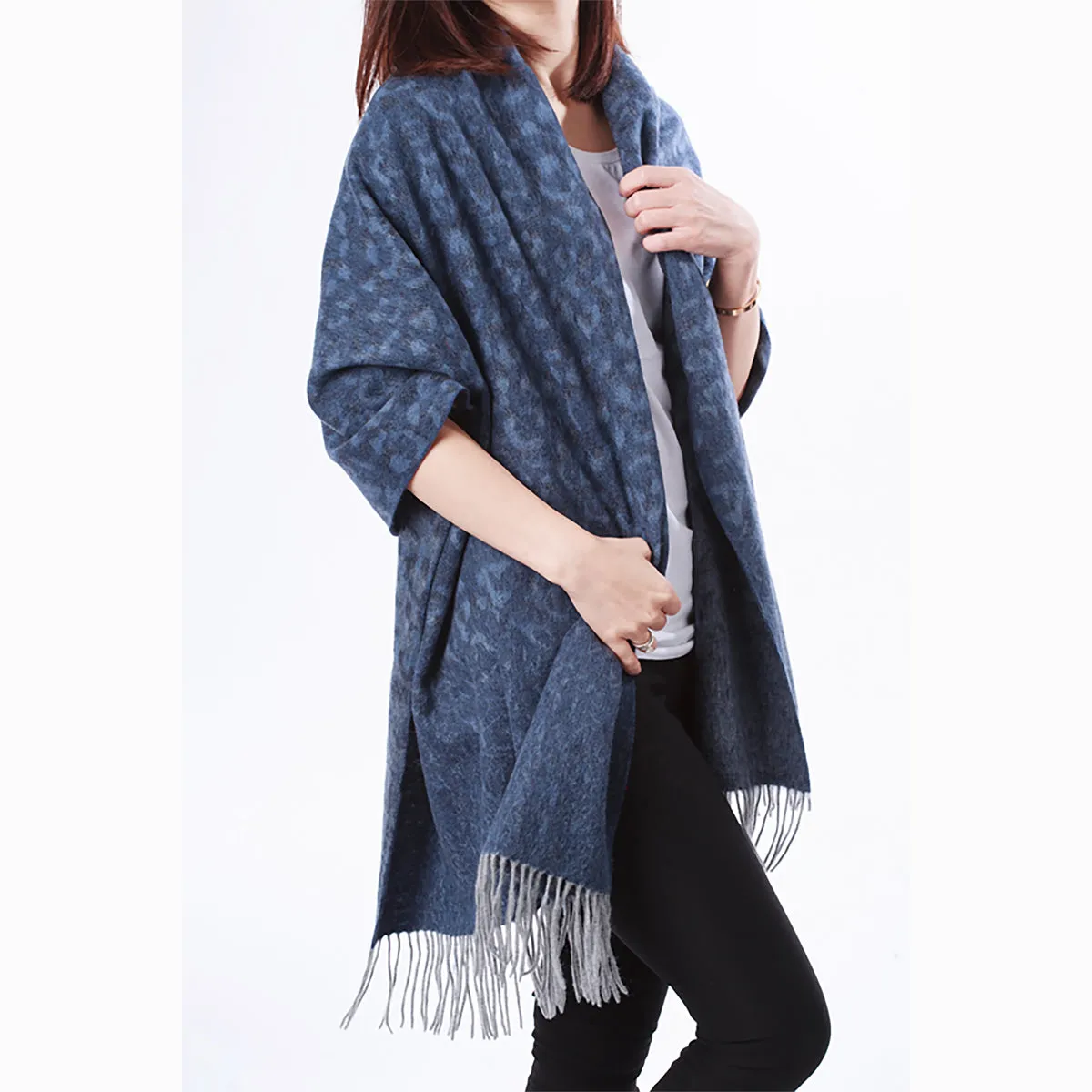 Ugg Cashmere & Wool Wrap Navy and Grey