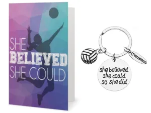 Volleyball Keychain & Card Gift Set